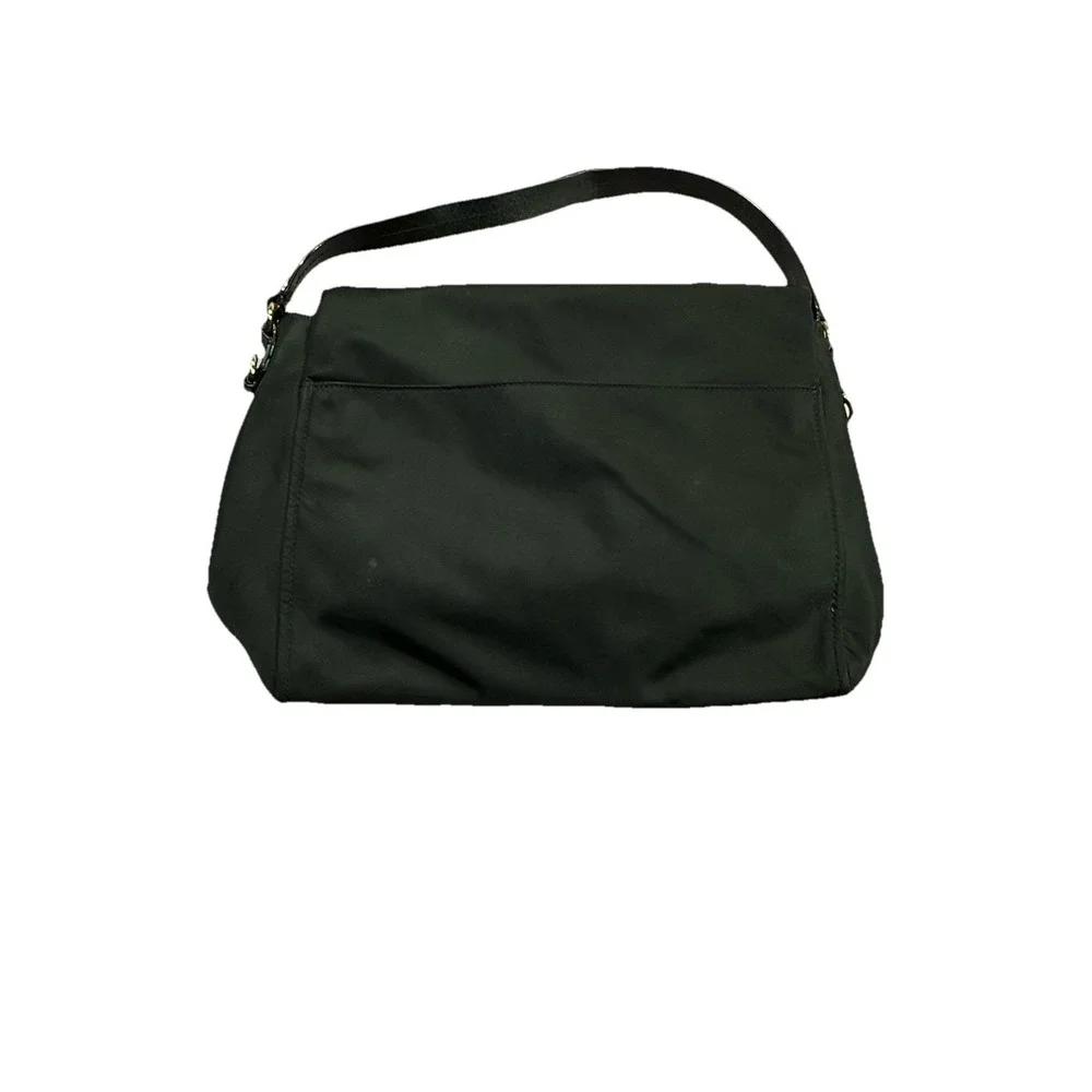 Kate Spade NY Black Nylon Flip-Top Adjustable Shoulder‎ Bag Zipper Logo Pocket